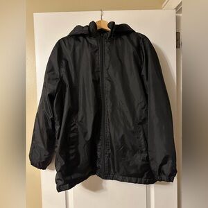 Totes Fleece Lined Black Rain Jacket Size Large